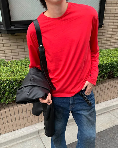 (Unisex) Simple Round Long Sleeve T-Shirt
