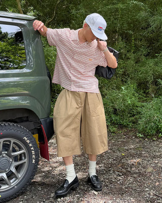 Pintuck Cotton Bermuda Shorts