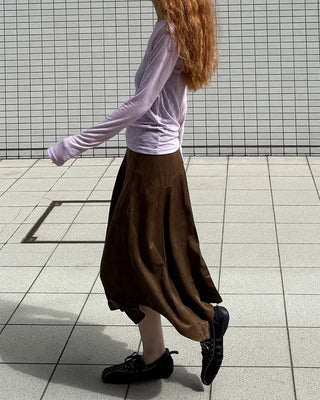 Round neck sheer long sleeve