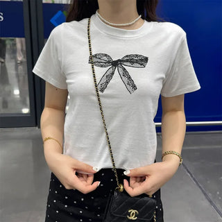 Ribbon print T-shirt