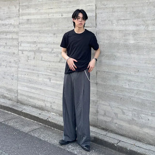 Striped wide slacks