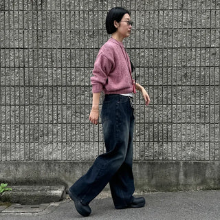 Striped ribbed denim pants