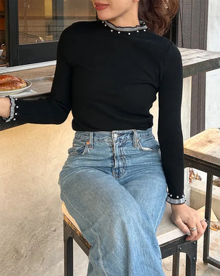 Pearl lace detail knit