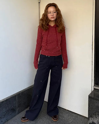 Side Yoke Wide Cotton Pants