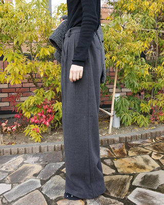 Brushed two-pleat wide slacks