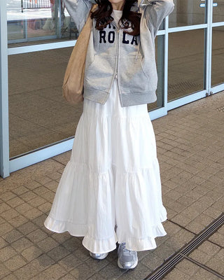 Can-can frill long skirt
