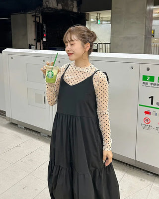 Polka Dot See-Through Long Sleeve T-Shirt