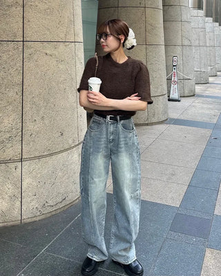Side yoke seam wide jeans
