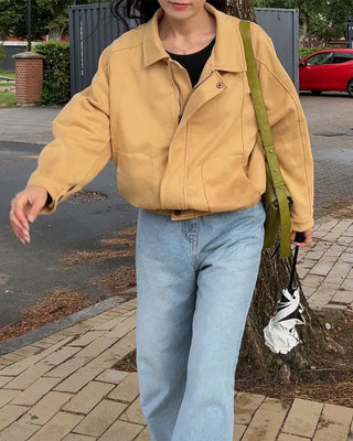 Oversized suede blouson