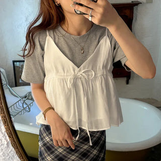 Basic cropped short-sleeved T-shirt