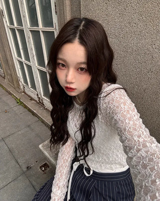 Lace long-sleeve T-shirt