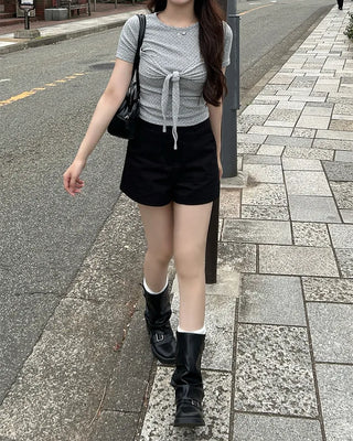 Button cotton shorts