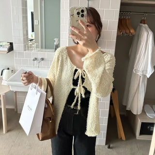 Boucle Double Ribbon Cardigan