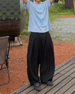 Two-pleat wide slacks
