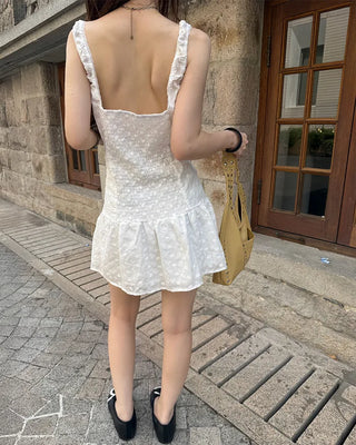 Flower lace camisole mini dress
