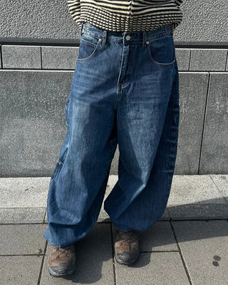 (Unisex) Washed Balloon Denim Pants