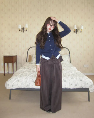 Round neck layered cardigan