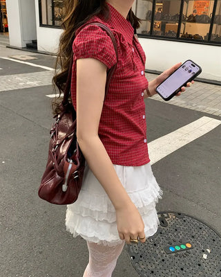 Square buckle shoulder bag