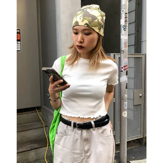 Cropped Frill Half-Sleeve T-Shirt