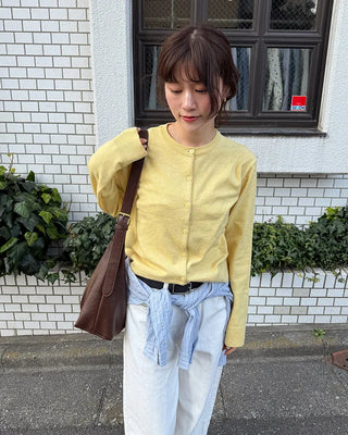 Short crew neck cardigan
