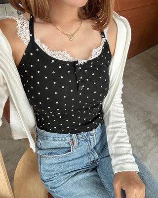 Cup-attached polka dot camisole