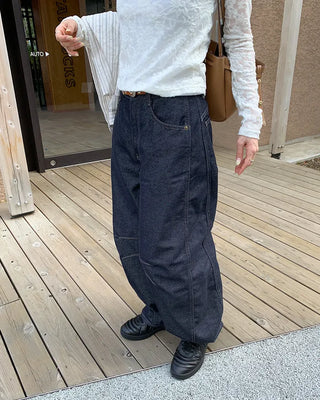 Slit denim pants