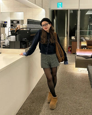 Checked two-tone knit cardigan