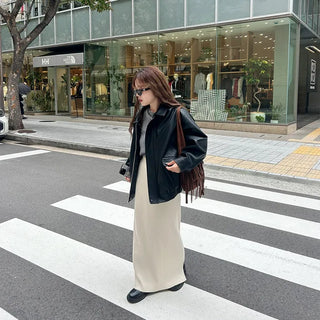 Colored leather jacket