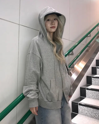 Asymmetrical zip-up hoodie