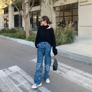 Fluffy Slit Half-Neck Knit