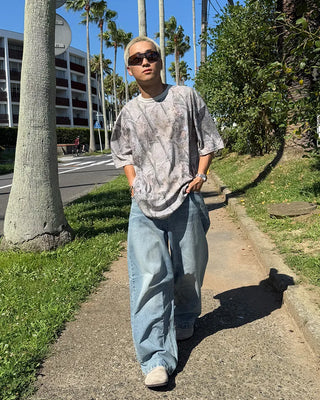 Wide balloon denim pants