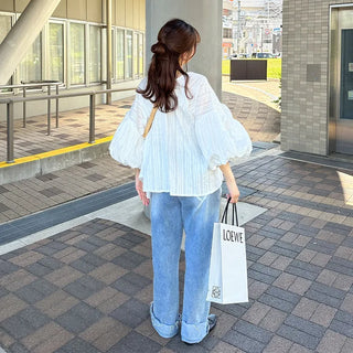Puff-sleeve blouse