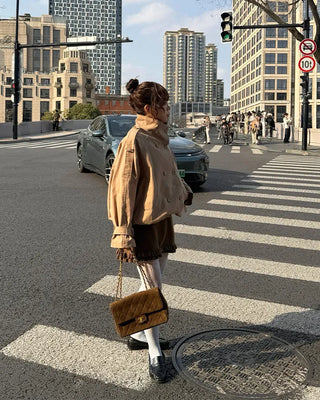 High-neck short trench coat