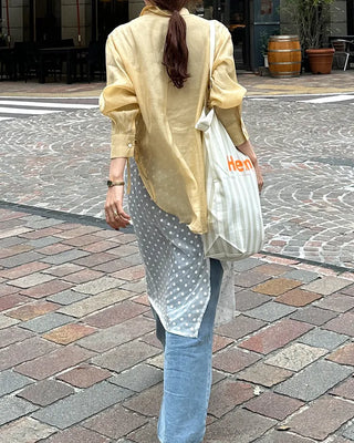 See-through side ribbon shirt