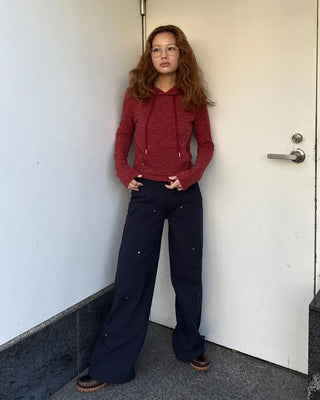 Slim-fit knit hoodie
