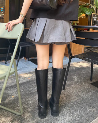 Leather long boots