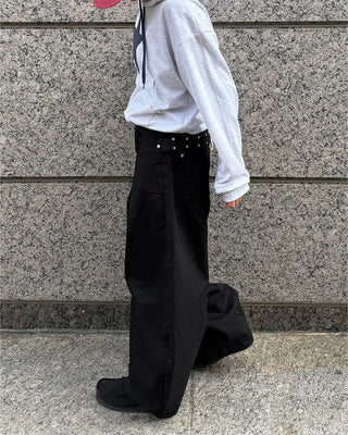 (Unisex) Studded Belt Wide Pants