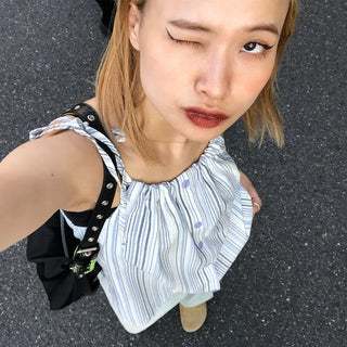 Striped button camisole