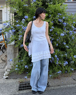 Washed wrap wide denim