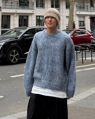 Two-tone brushed knit