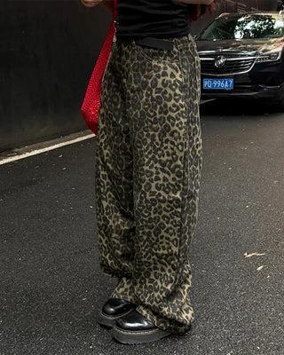 Leopard print cotton pants