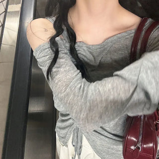 Asymmetrical Shirring T-Shirt