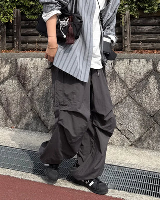 Cargo wide nylon pants