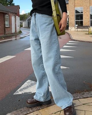 Wide-fit denim pants