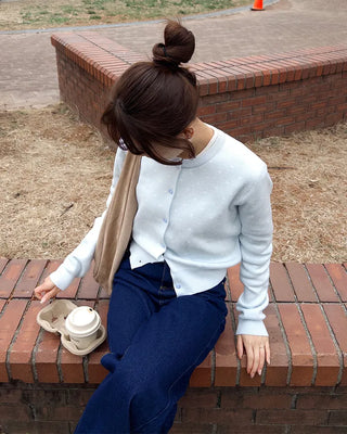 Round neck polka dot cardigan