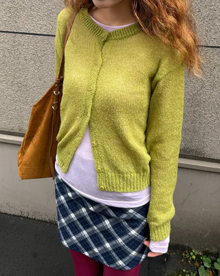 Round neck alpaca knit cardigan