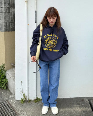 Washed wide denim pants