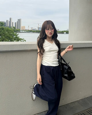 2-Way Ribbed Sleeveless Tank Top