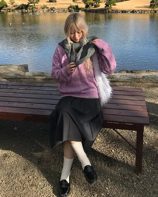V-neck oversized knit