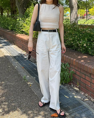 Wide-leg cotton pants